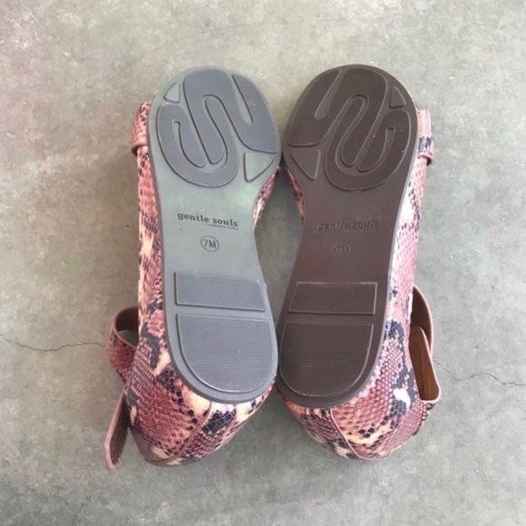 Gentle Souls Leather Reptile Mauve/Black Print Wedge Sandal Multi Sizes NWOB - Picture 9 of 14